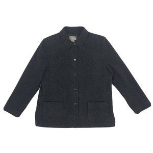 Women's Pendleton Blazer Jacket Charcoal Gray 14 100% Virgin Wool Made‎ in USA